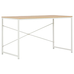 vidaXL Bureau d'ordinateur Blanc et chêne 120 x 60 x 70 cm