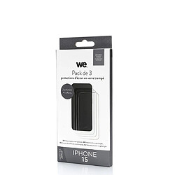 WE PACK 3 verres trempés IPHONE 15 : 3 Protections d'écran - anti-rayures - anti-bulles d'air - ultra-résistant - dureté 9H Glass