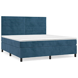 Maison Chic Lit Adulte - Lit simple Lit à sommier tapissier et matelas moelleux - Meuble de Chambre - Bleu foncé 160x200cm Velours -MN32103