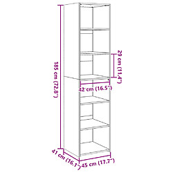 vidaXL Buffet haut chêne fumé 45x41x185 cm bois d'ingénierie pas cher