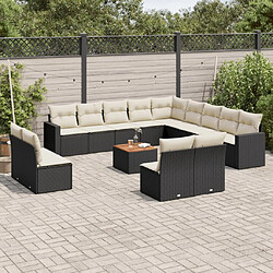 Maison Chic Salon de jardin avec coussins 14 pcs | Ensemble de Table et chaises | Mobilier d'Extérieur noir résine tressée -GKD26868