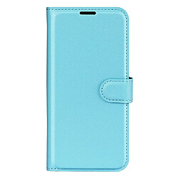 Etui en PU texture litchi, fermeture aimantée avec support bleu pour votre Motorola Moto G200 5G