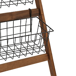 Helloshop26 Étagère échelle 4 paniers de stockage à grille 144,5 x 26 - 81 x 17 cm 03_0007725 pas cher