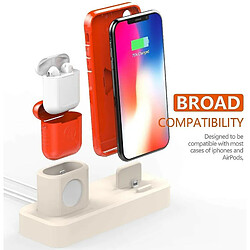 Chrono Support de charge 3 en 1 en silicone compatible avec Apple Watch, AirPods Pro/AirPods 2 & 1 et iPhone 11/11 Pro/11 Pro Max/Xs/X Max/XR/X/8/8 Plus,(blanc)