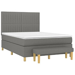 Avis Maison Chic Lit Adulte - Lit simple Lit à sommier tapissier avec matelas moelleux - Meuble de Chambre - Gris foncé 140x200cm Tissu -MN49555