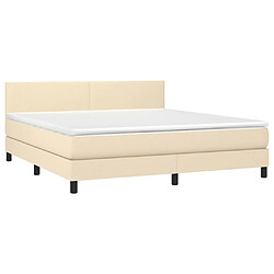 Avis Maison Chic Lit adulte- Lit + matelas,Sommier à lattes de lit avec matelas Crème 180x200 cm Tissu -GKD64756