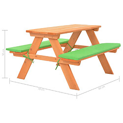 vidaXL Table de pique-nique pour enfants avec bancs 89x79x50 cm Sapin pas cher