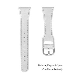 Bracelet en cuir véritable réglable avec boucle (22mm), blanc pour votre Samsung Frontier/Gear S3