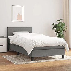 Maison Chic Lit Adulte - Lit simple Lit à sommier tapissier avec matelas moelleux - Meuble de Chambre - Gris foncé 100x200cm Tissu -MN34560 