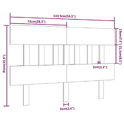 vidaXL Tête de lit Marron miel 143,5x3x81 cm Bois massif de pin pas cher