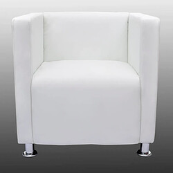 Avis vidaXL Fauteuil cube blanc simili cuir