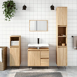 Maison Chic Armoire salle de bain,Meuble de rangement de salle de bain,Meuble haut chêne sonoma 65x33x60 cm -GKD401490