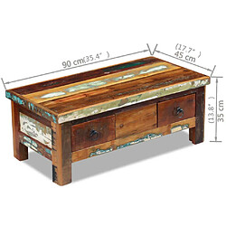 vidaXL Table basse à tiroirs Bois de récupération 90x45x35 cm pas cher