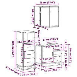 vidaXL Ensemble de meubles de salle de bain 3 pcs Sonoma gris pas cher