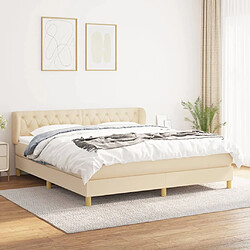 vidaXL Sommier à lattes de lit avec matelas Crème 160x200 cm Tissu