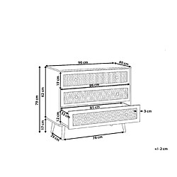 Avis Beliani Commode 3 tiroirs effet bois clair / rotin PONCA