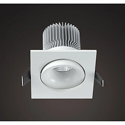 Inspired Downlight Encastré Pivotant Carré 8cm 7W COB LED 3000K, 550lm, Blanc Mat, Driver Inclus, 3 ans de Garantie