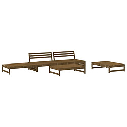 vidaXL Salon de jardin 5 pcs marron miel bois de pin massif