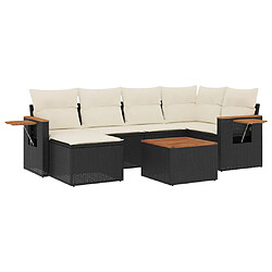 vidaXL Salon de jardin 7 pcs avec coussins noir résine tressée