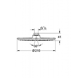 douche de tête - grohe rainshower - diamètre 210 mm - 15 x 21- laiton - chromé - 28368000