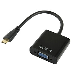 Wewoo Câble noir Full HD 1080P Mini HDMI mâle à VGA femelle adaptateur vidéo avec audio, longueur: 22cm