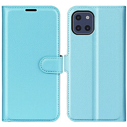 Etui en PU texture litchi, fermoir magnétique avec support bleu pour votre Samsung Galaxy A03 (EU Version)