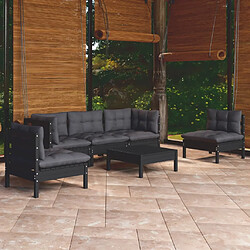 vidaXL Salon de jardin 6 pcs avec coussins bois de pin massif