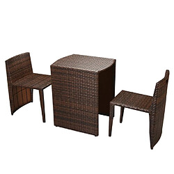 Avis Maison Chic Ensemble de bistro 3 pcs avec coussins,Table + chaises + coussins de jardin Résine tressée Marron -GKD776625