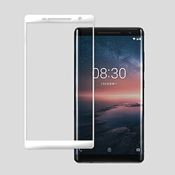 Wewoo Film de verre trempé Pour Nokia 8 Sirocco 0.26mm 9H 3D anti-déflagrant en plein écran incurvé par la chaleur cintrée Blanc