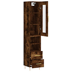 Avis vidaXL Buffet haut Chêne fumé 34,5x34x180 cm Bois d'ingénierie