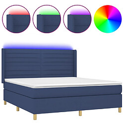 vidaXL Sommier à lattes de lit matelas et LED Bleu 160x200 cm Tissu