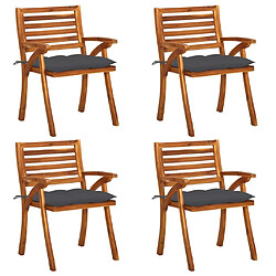 Maison Chic Lot de 4 Chaises de jardin avec coussins | chaises d'extérieur | Fauteuil Relax Bois de teck solide -GKD92451