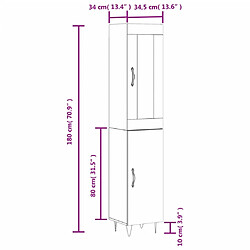 vidaXL Buffet haut Blanc 34,5x34x180 cm Bois d'ingénierie pas cher