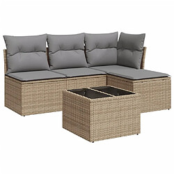 Maison Chic Salon de jardin avec coussins 5 pcs | Ensemble de Table et chaises | Mobilier d'Extérieur beige résine tressée -GKD99004