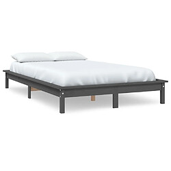 vidaXL Cadre de lit sans matelas gris bois massif