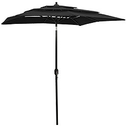 Maison Chic Parasol Jardin | Parasol à 3 niveaux avec mat en aluminium Noir 2x2 m - GKD41516