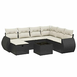 Maison Chic Ensemble Tables et chaises d'extérieur 8 pcs avec coussins,Salon de jardin noir résine tressée -GKD330463