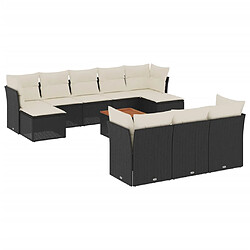 vidaXL Salon de jardin 11 pcs avec coussins noir résine tressée