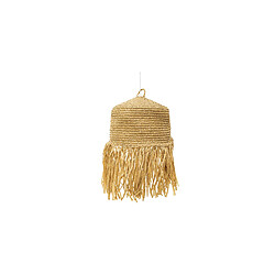 ICONIK INTERIOR Lustre de plafond en raphia - Suspension de style Boho Bali - Lanui Bois naturel