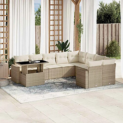 vidaXL Salon de jardin avec coussins 10 pcs beige résine tressée