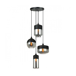 Luminaire Center Suspension moderne Molina Noir 4 ampoules