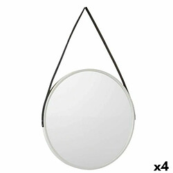 Gift Decor Miroir mural Blanc Noir Verre Cuir Synthétique 45 x 45 x 3 cm (4 Unités)