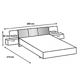 Avis Pegane Chambre à coucher complète adulte (lit 160x200 cm Queen Size + 2 chevets + armoire + commode) coloris imitation chêne poutre/graphite