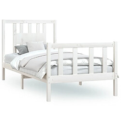 Maison Chic Lit adulte - Cadre Structure de lit avec tête de lit Contemporain blanc bois de pin massif 90x200cm -MN60375