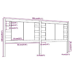 vidaXL Tête de lit Gris 206x4x100 cm Bois massif de pin pas cher