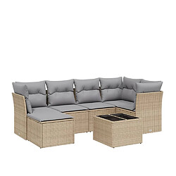 vidaXL Salon de jardin avec coussins 7pcs mélange beige résine tressée