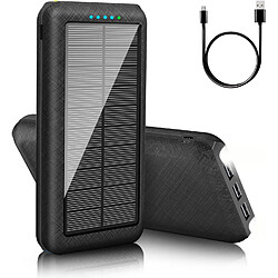 SANAG Batterie Externe Solaire 25800 Mah - Chargeur Portable Avec Lumière Led - 3 Sorties Usb Et 2 Entrées - Pour Le Camping Et L'Extérieur - Compatible Avec Téléphone - Android (Noir)