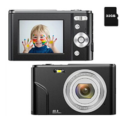 INF Appareil photo numérique 48MP FHD 1080p avec zoom 16x et carte mémoire de 32 Go Black