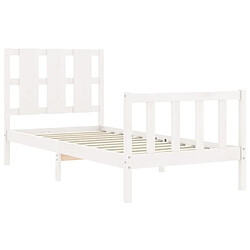 Maison Chic Lit adulte - Cadre Structure de lit avec tête de lit Contemporain blanc 90x200 cm bois massif -MN79494 pas cher