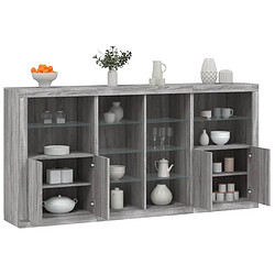 Maison Chic Commode Buffet - Meuble de rangement avec lumières LED sonoma gris 202x37x100 cm -GKD91525